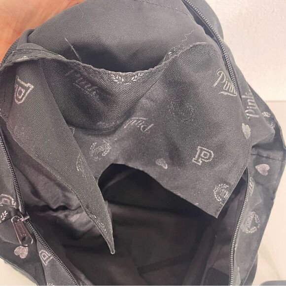 Victoria’s Secret Pink Black Monogram Logo Zipper Close Tote Bag - Picture 6 of 6